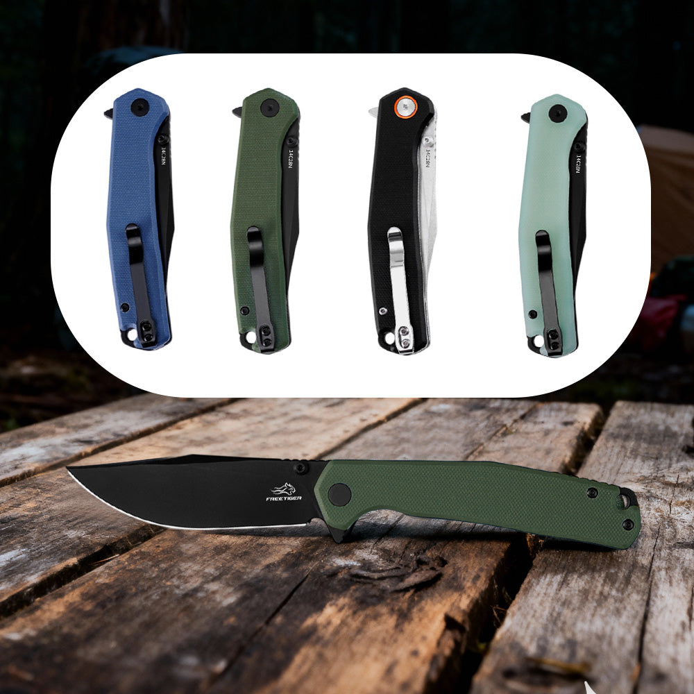 Folding Pocket Knife with 14C28N Steel Blade G10 Handle FT971