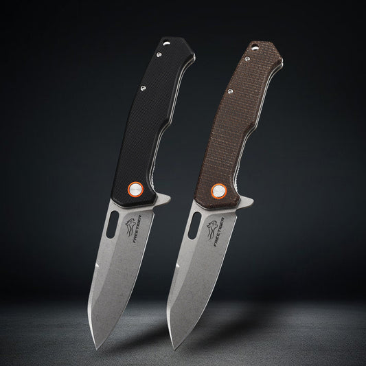Folding Knife with D2 Steel Blade & Micarta Handle Liner Lock EDC Knife FT937