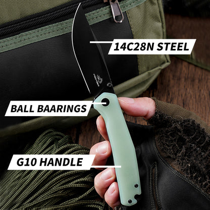 Folding Pocket Knife with 14C28N Steel Blade G10 Handle FT971