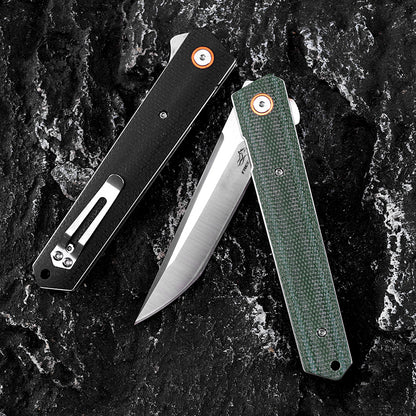 Tanto EDC Pocket Folding Knife - D2 Steel Blade & Micarta Handle FT940