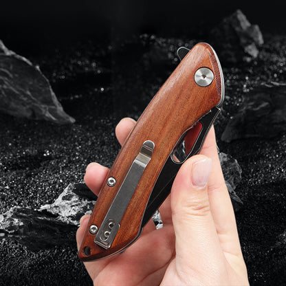 FREETIGER Wood Handle Folding Knife D2 Steel Blade with Rosewood Handle (Stonewash Finish)