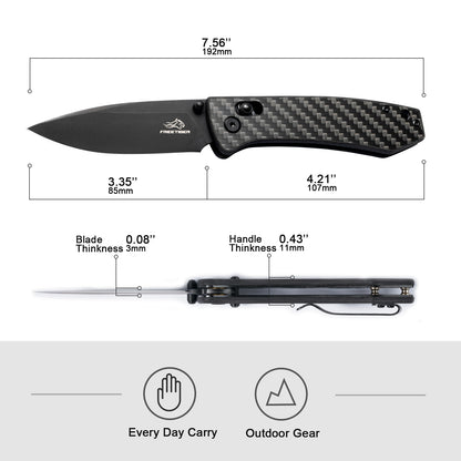 FREETIGER FT2103 Black Coating D2 Blade Carbon Fiber Handle Axis Lock Pocket Knife