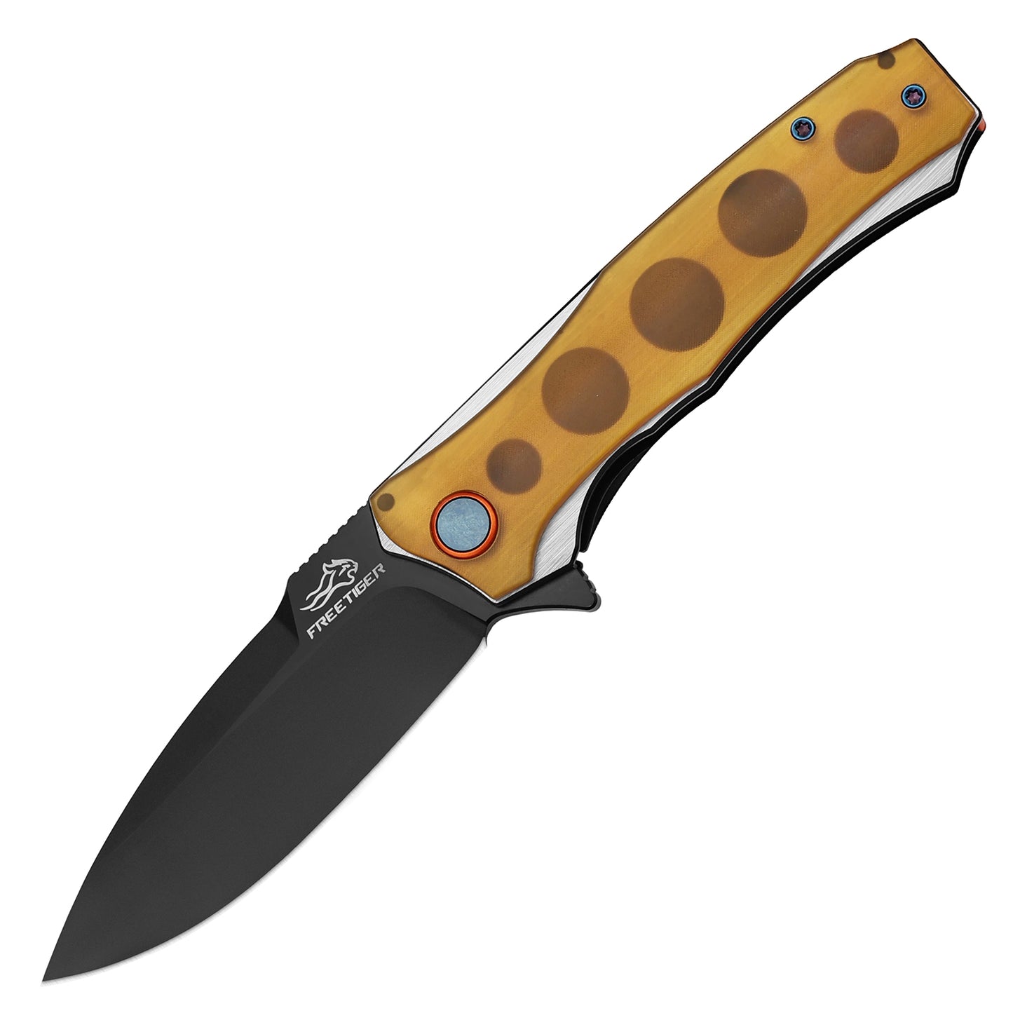 FREETIGER NEW FT81 Ultem/Carbon Fiber/G10 Handle D2 Blade Liner-Lock Ball Bearing Folding Knife