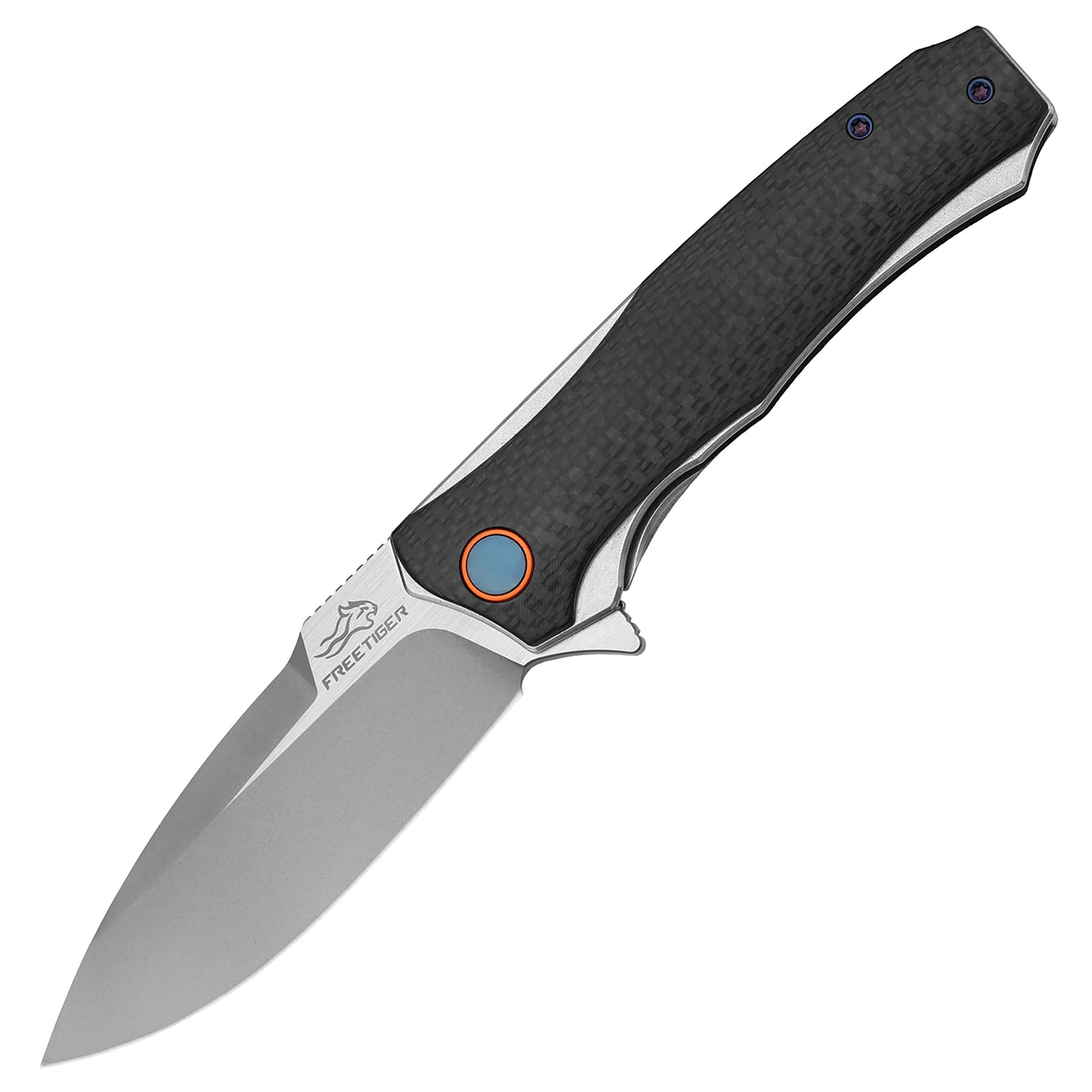 FREETIGER NEW FT81 Ultem/Carbon Fiber/G10 Handle D2 Blade Liner-Lock Ball Bearing Folding Knife