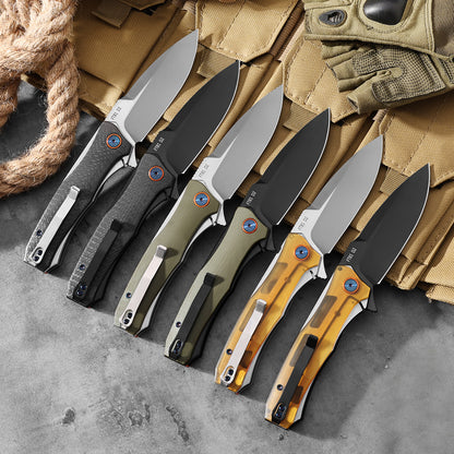 FREETIGER NEW FT81 Ultem/Carbon Fiber/G10 Handle D2 Blade Liner-Lock Ball Bearing Folding Knife