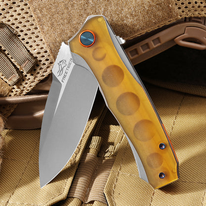 FREETIGER NEW FT81 Ultem/Carbon Fiber/G10 Handle D2 Blade Liner-Lock Ball Bearing Folding Knife