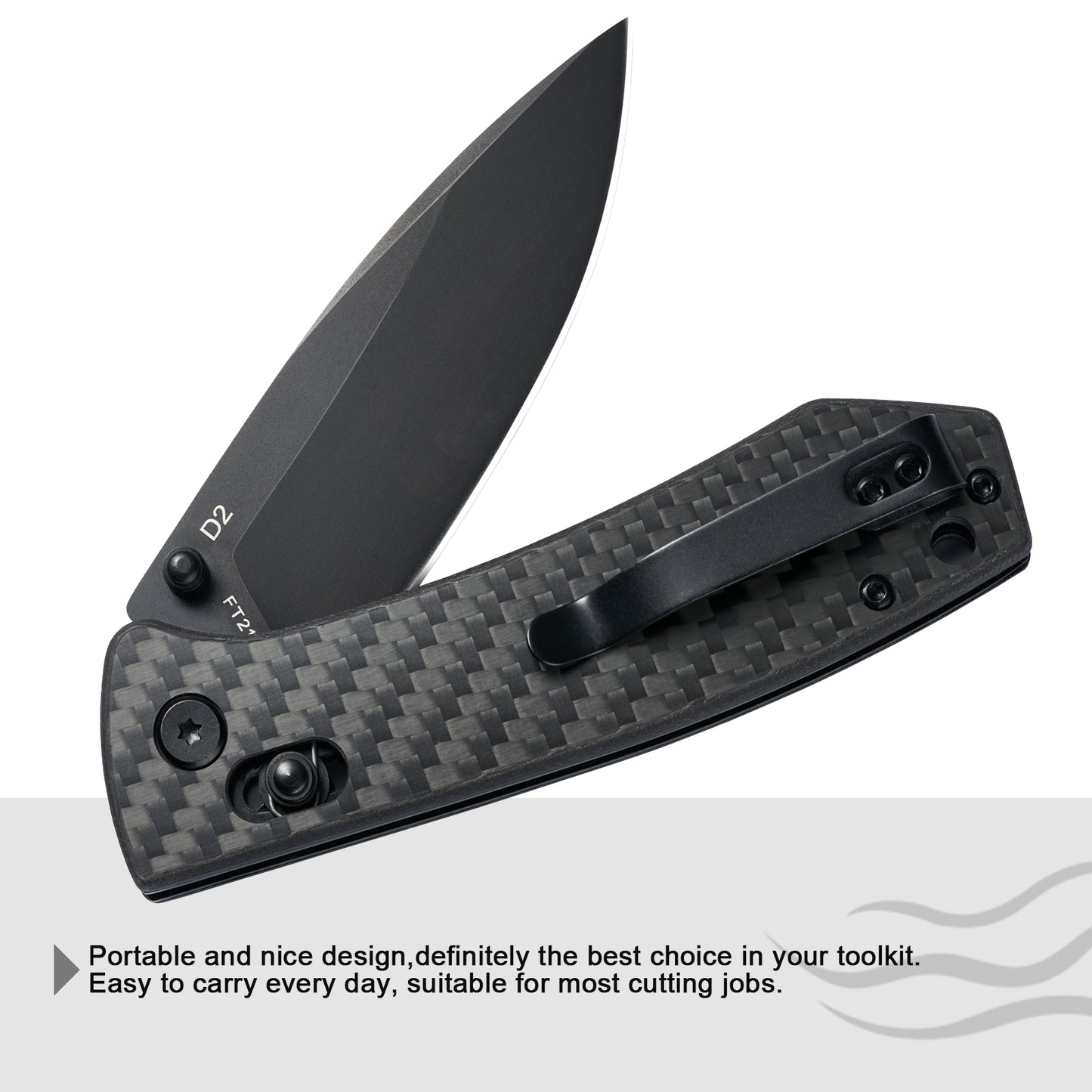 FREETIGER FT2103 Black Coating D2 Blade Carbon Fiber Handle Axis Lock Pocket Knife