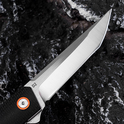 Tanto EDC Pocket Folding Knife - D2 Steel Blade & Micarta Handle FT940