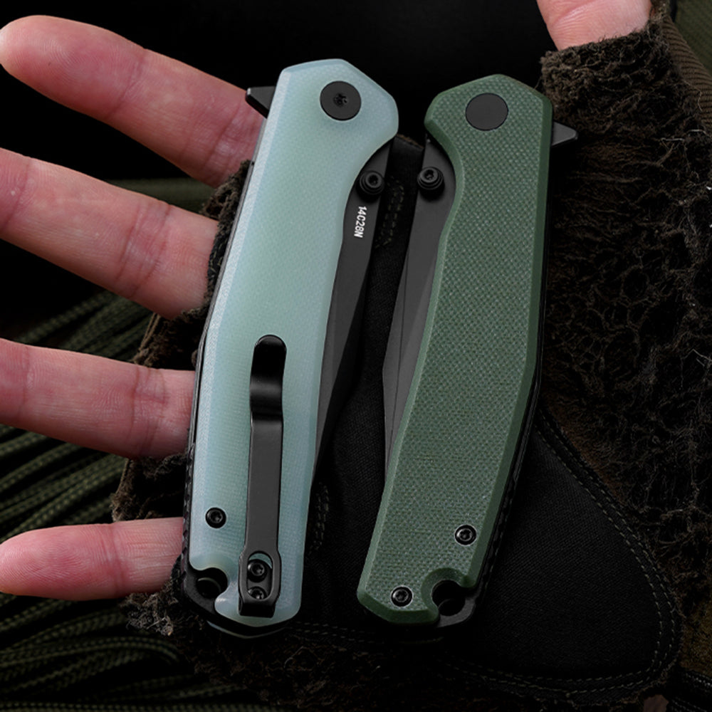 Folding Pocket Knife with 14C28N Steel Blade G10 Handle FT971
