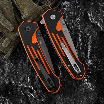 FREETIGER EDC Folding Knife D2 Steel Orange EDC Gadgets for Hunting Camping