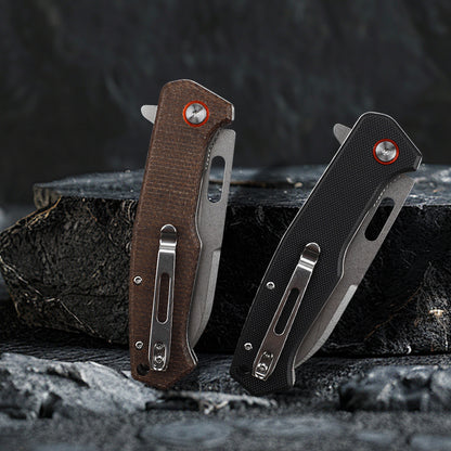Folding Knife with D2 Steel Blade & Micarta Handle Liner Lock EDC Knife FT937