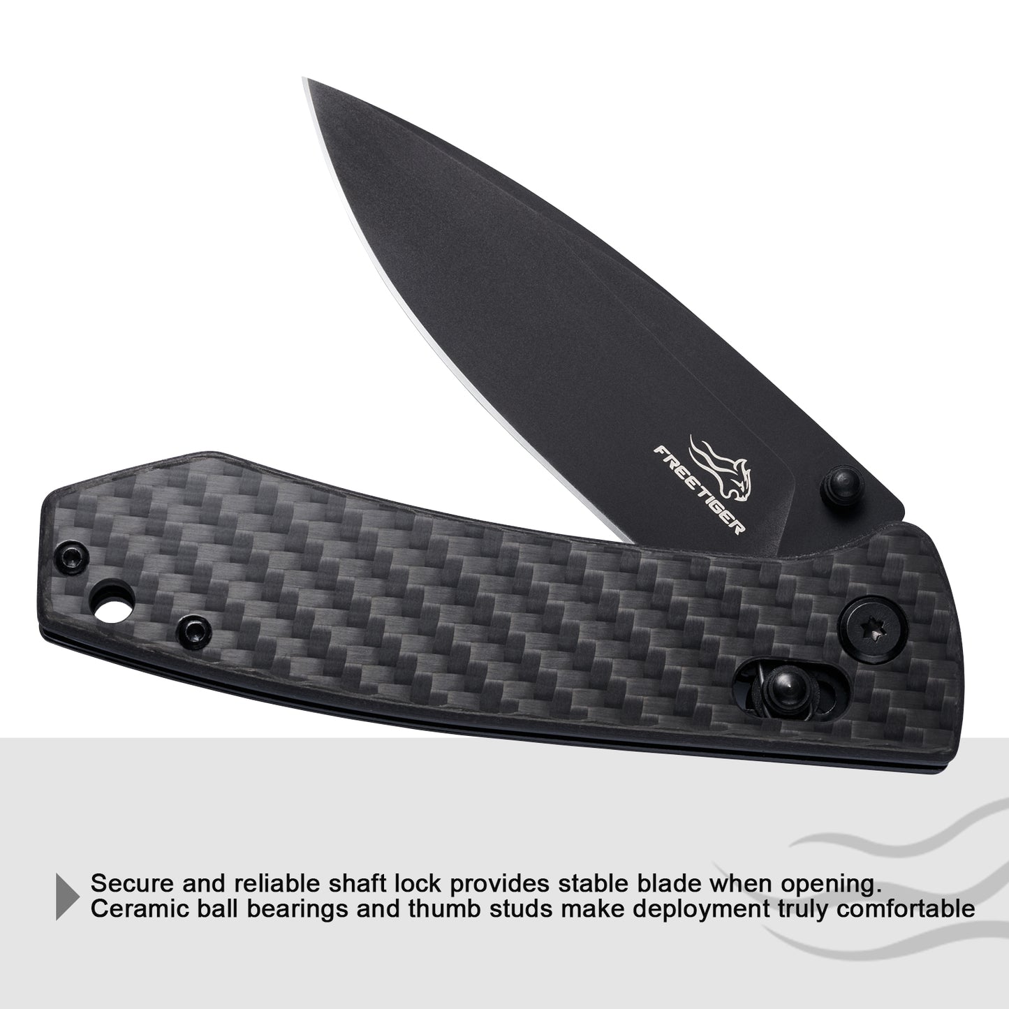 FREETIGER FT2103 Black Coating D2 Blade Carbon Fiber Handle Axis Lock Pocket Knife