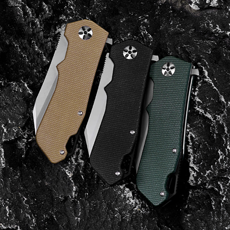 Tanto D2 Blade Folding Pocket Knife Micarta Handle Survival EDC Tool FT943