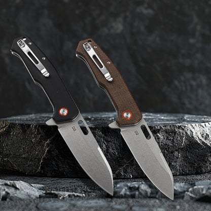 Folding Knife with D2 Steel Blade & Micarta Handle Liner Lock EDC Knife FT937