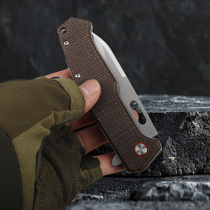 Folding Knife with D2 Steel Blade & Micarta Handle Liner Lock EDC Knife FT937