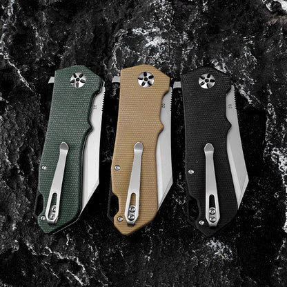Tanto D2 Blade Folding Pocket Knife Micarta Handle Survival EDC Tool FT943