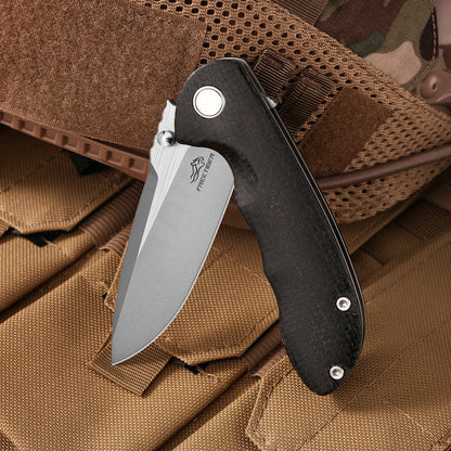 Folding Pocket Knife with 14C28N Steel Blade Micarta Handle Liner Lock