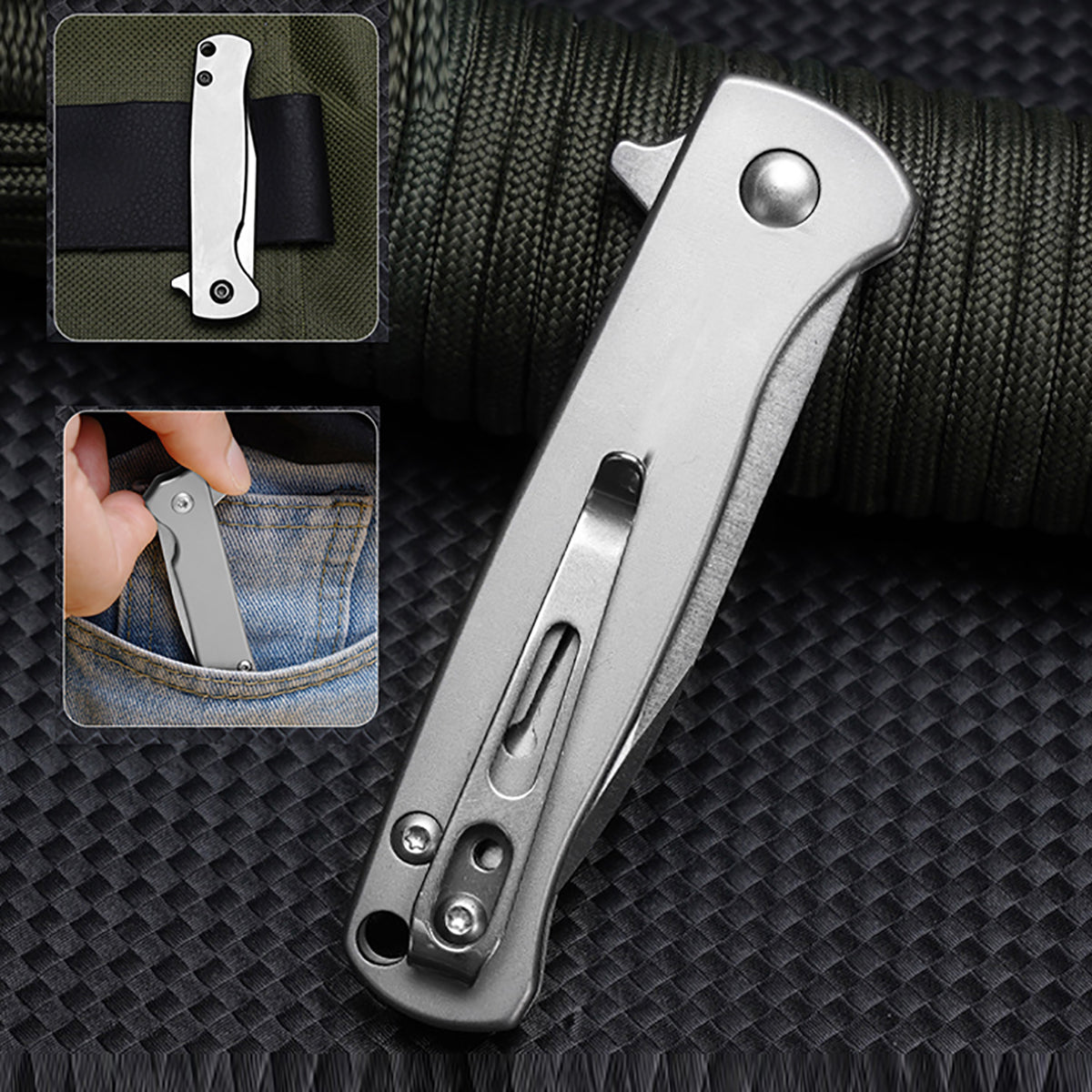 FREETIGER FT606 Keychain Pocket Knife Steel Blade Steel Handle Liner Lock