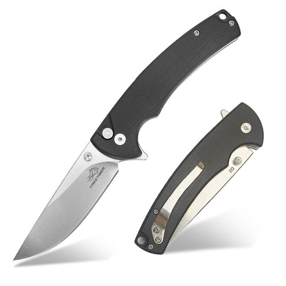 Pocket Folding Knife, Sharp 3.23''D2 Blade EDC Knife with G10 Handle & Button Lock FT926