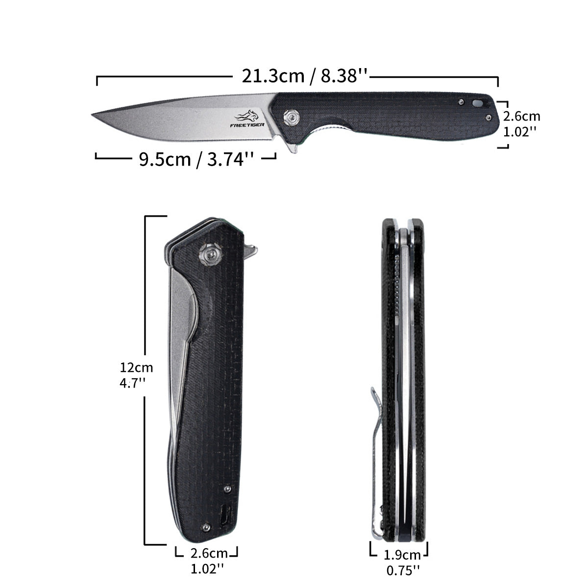 Folding Pocket Knife for EDC, 3.74 inch D2 Blade Micarta Handle, Small Pocket Knife with Portable Clip FT923