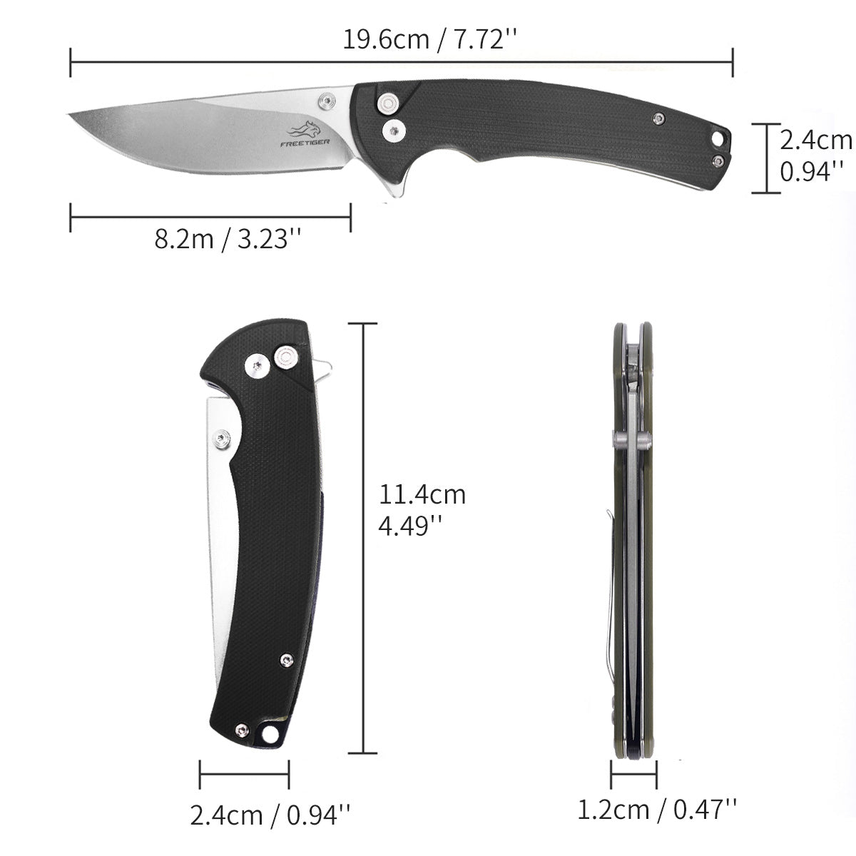 Pocket Folding Knife, Sharp 3.23''D2 Blade EDC Knife with G10 Handle & Button Lock FT926