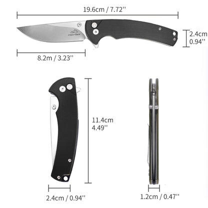 Pocket Folding Knife, Sharp 3.23''D2 Blade EDC Knife with G10 Handle & Button Lock FT926