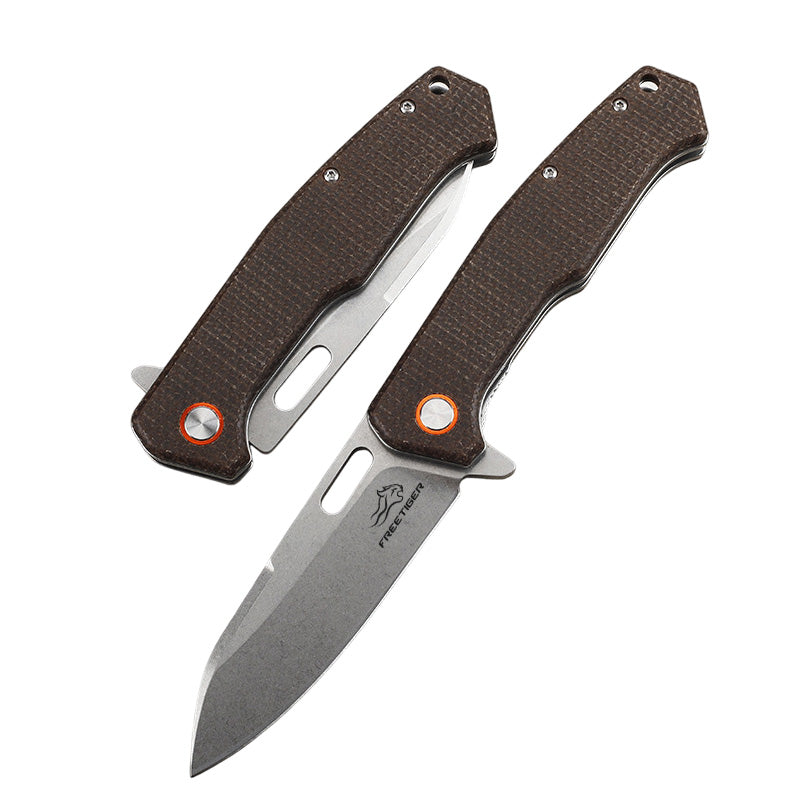 Folding Knife with D2 Steel Blade & Micarta Handle Liner Lock EDC Knife FT937