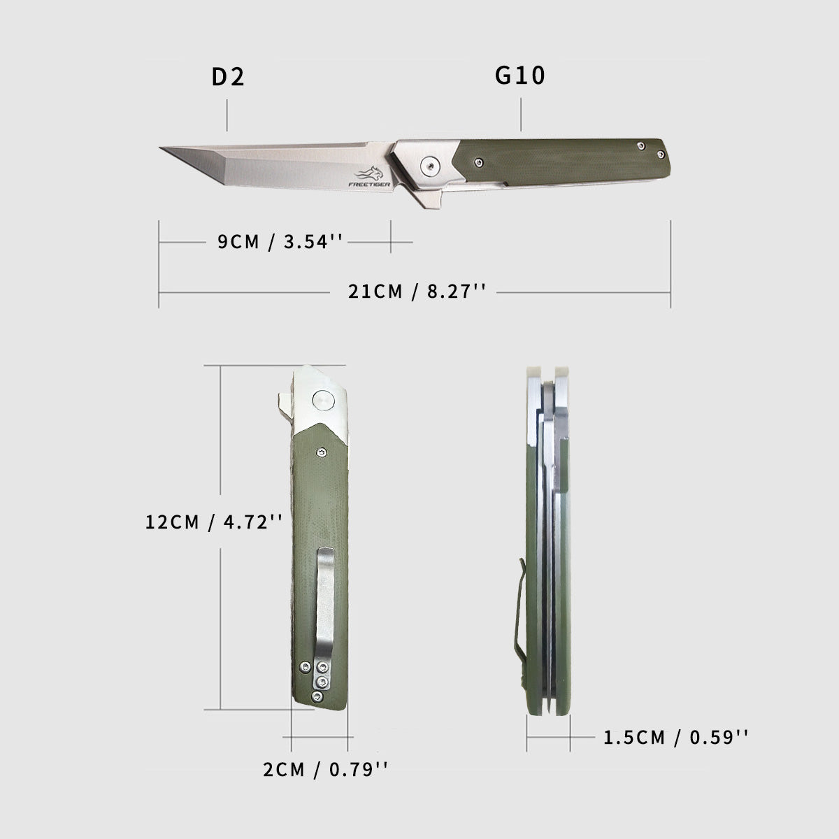 Folding Pocket Knife - Sharp D2 Steel, Slim G10 Handle, Flipper Pocket Knife FT922