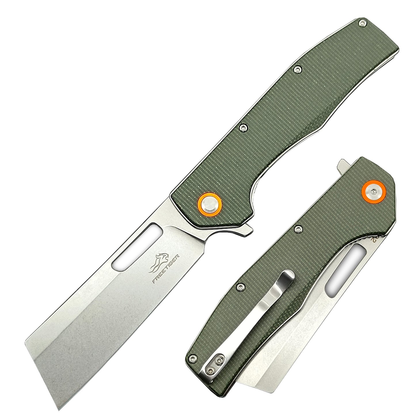 Flipper Pocket Knife with Clip D2 Blade Micarta Handle Cool Gadgets Knives FT955