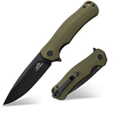 GREEN G10 BLACK BLADE