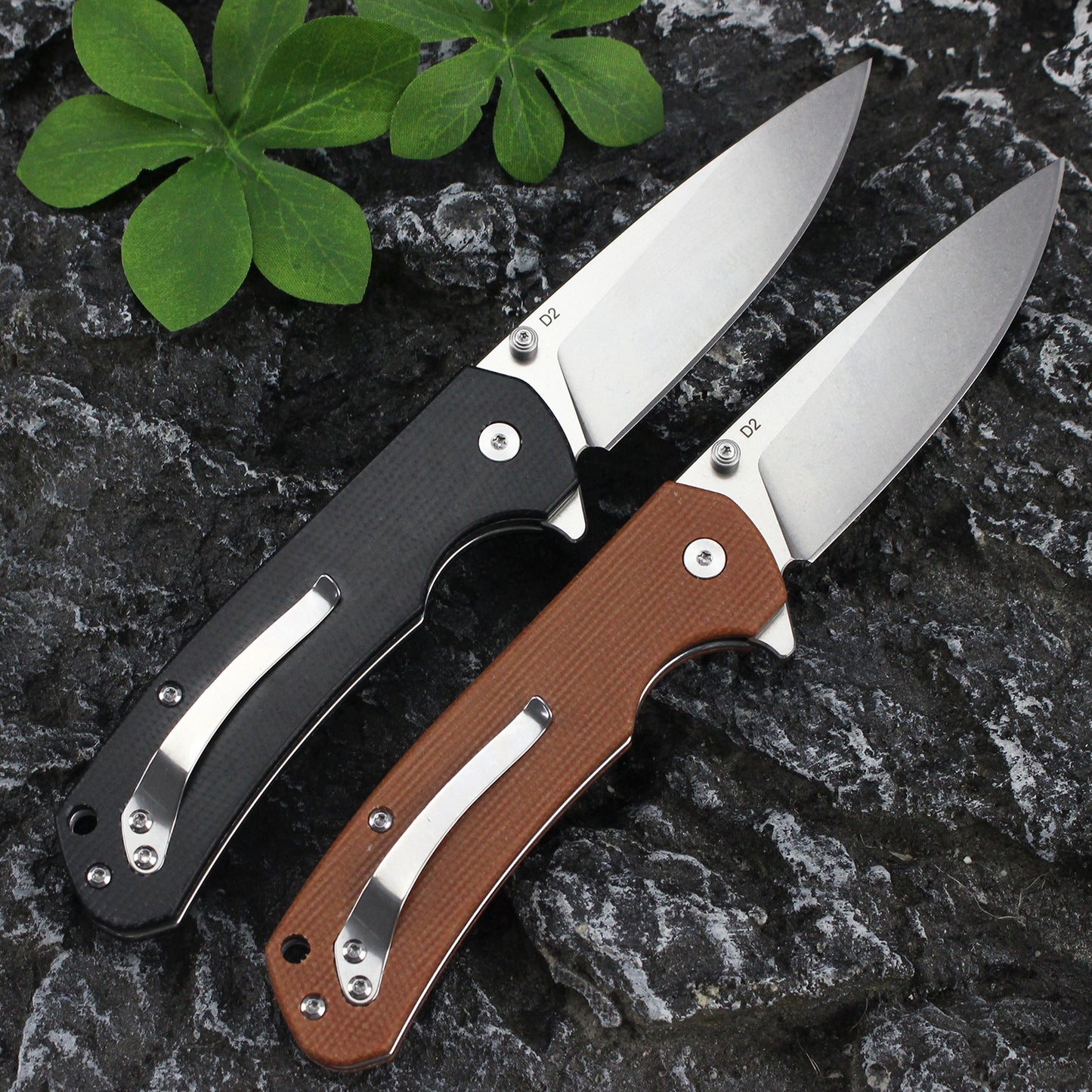 FREETIGER Button Lock Knife D2 Blade Micarta Handle EDC Folding Pocket Knife