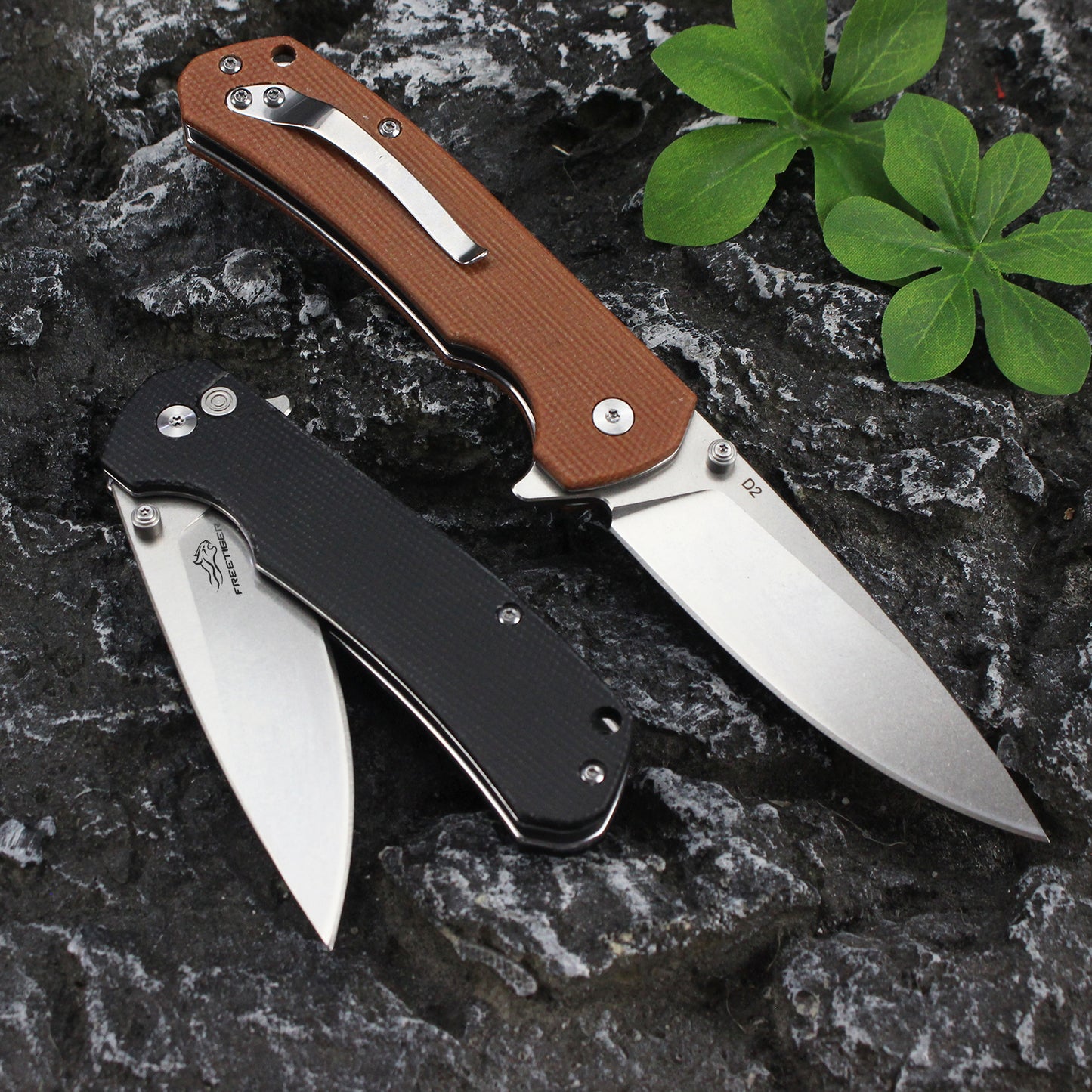 FREETIGER Button Lock Knife D2 Blade Micarta Handle EDC Folding Pocket Knife