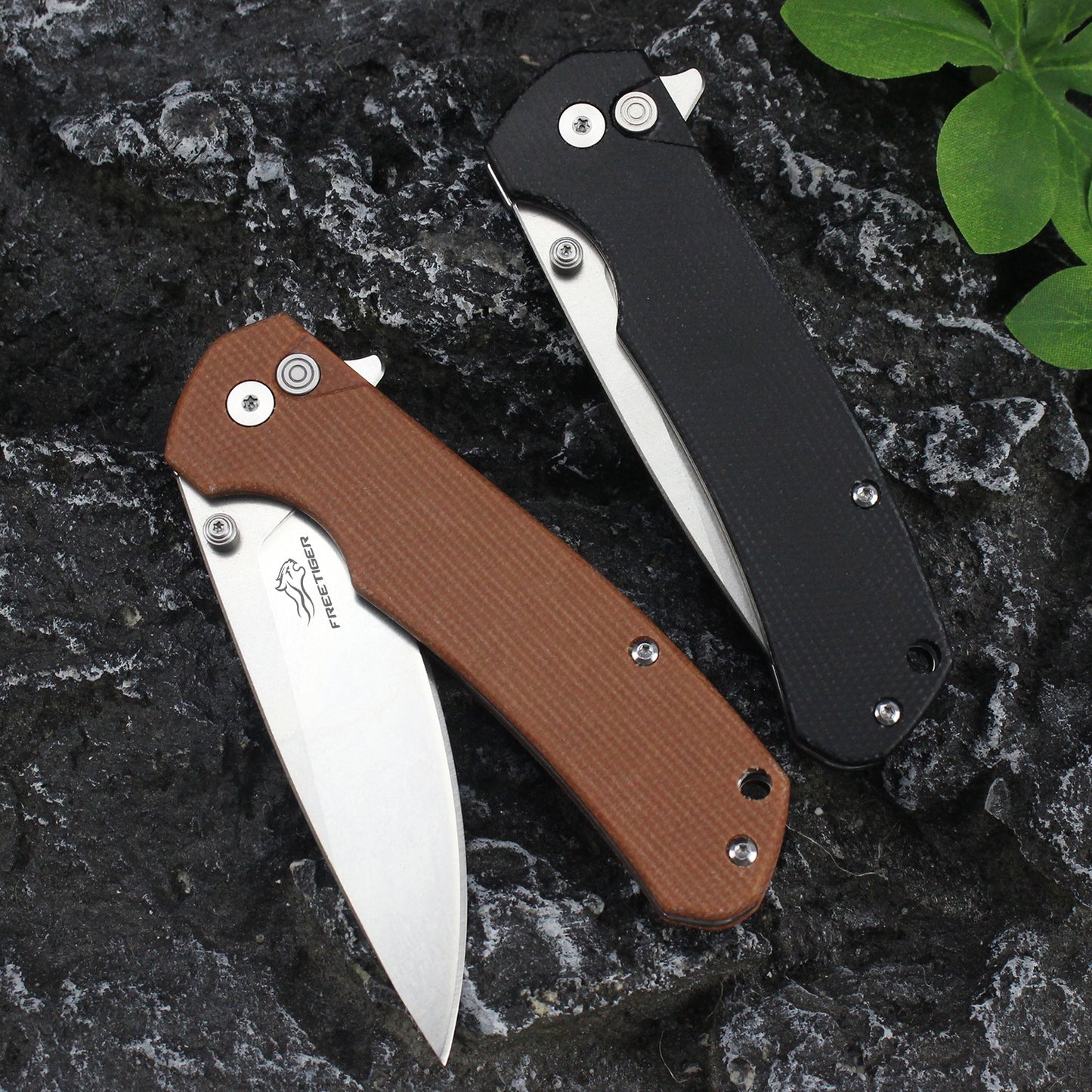 FREETIGER Button Lock Knife D2 Blade Micarta Handle EDC Folding Pocket Knife