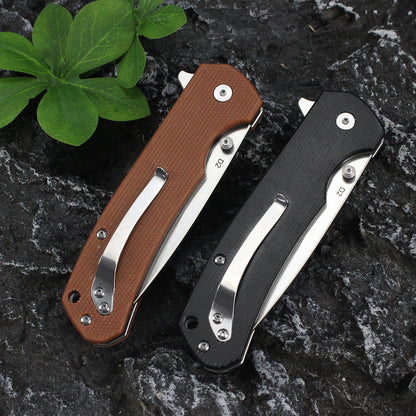 FREETIGER Button Lock Knife D2 Blade Micarta Handle EDC Folding Pocket Knife