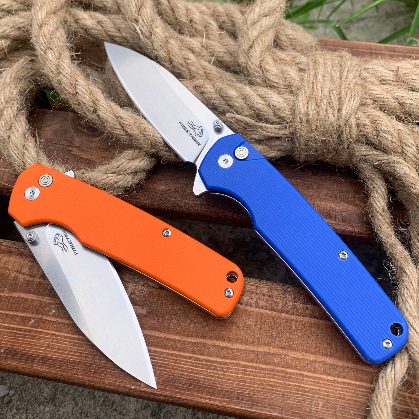 FREETIGER Button Lock Knife D2 Blade G10 Handle EDC Folding Pocket Knife