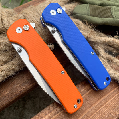 FREETIGER Button Lock Knife D2 Blade G10 Handle EDC Folding Pocket Knife