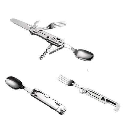 Multi-functional foldable camping picnic tableware & tools
