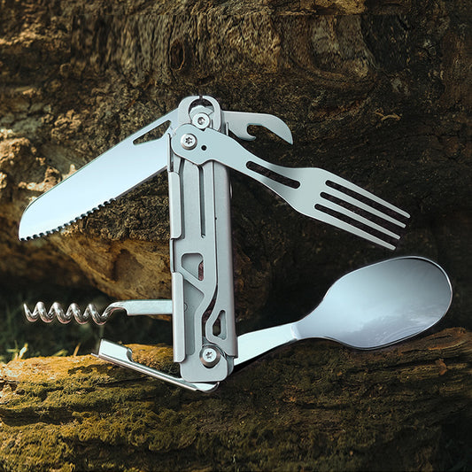 Multi-functional foldable camping picnic tableware & tools