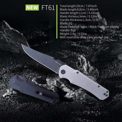 FREETIGER FT61 SPARKER D2 Blade Liner Lock Flipper Folding Knife