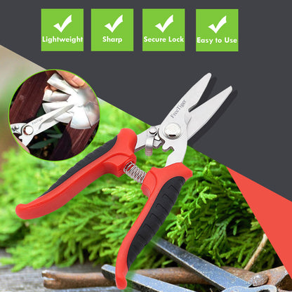 FreeTiger Garden Scissors with Use-Friendly Safety Lock