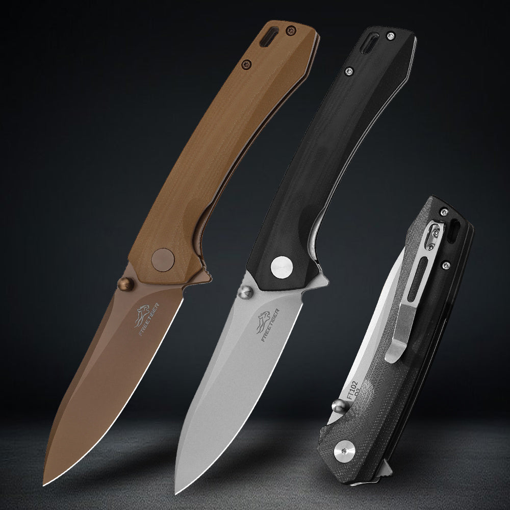 NEW! FT102 Folding Knife - D2 Blade G10 Handle - Ball Bearing - Liner Lock