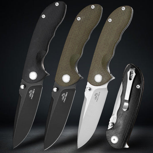 Folding Pocket Knife with 14C28N Steel Blade Micarta Handle Liner Lock